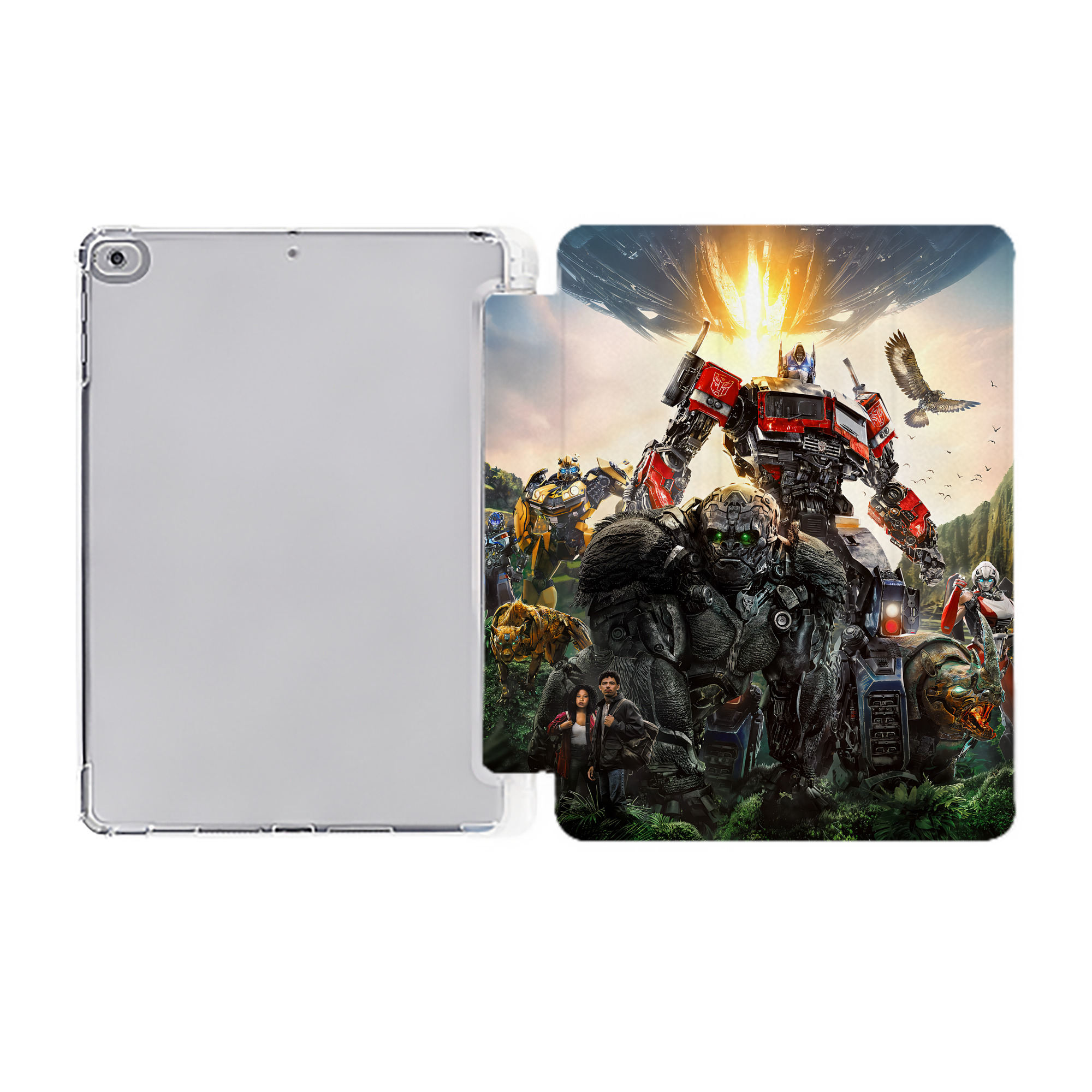 （画像用） Transformers トランスフォーマー IPad ケース ペン収納付き 三つ折りスタンド PUレザー×シリコン 対応機種9.5/10.5/10.9インチ